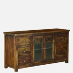 Myra Solid Wood Storage Cabinet With Shelves In Honey Oak Finish - Image 8