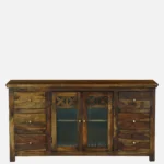 Myra Solid Wood Storage Cabinet With Shelves In Honey Oak Finish - Image 9