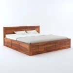 Norin Mango Wood King Size Hydraulic Storage Bed in Honey Oak Finish - Image 5