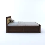 Lyren Sheesham Solid Wood King Size Bed With Box Storage in Antique Oak Finish - Image 4