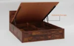 Veron Acacia Wood Double Bed With Drawer Storage in Natural Light Finish - Image 5