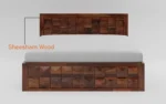 Veron Acacia Wood Double Bed With Drawer Storage in Natural Light Finish - Image 6