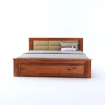 Falen Mango Solid Wood Double Bed With Hydraulic Storage in Honey Teak Finish - Image 2