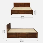 Kastor Mango Wood Queen Size Hydraulic Storage Bed in Dark Walnut Finish - Image 2