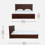 Elwyn Acacia Wood Queen Size Hydraulic Storage Bed in Warm Brown Finish - Image 3