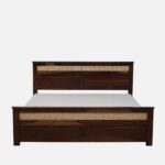 Erwyn Acacia Wood Queen Size Bed Without Storage in Warm Natural Finish - Image 4