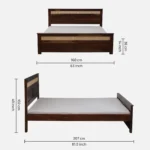 Erwyn Acacia Wood Queen Size Bed Without Storage in Warm Natural Finish - Image 5