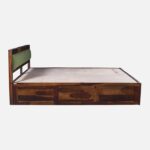 Taldric Mango Wood Queen Size Hydraulic Storage Bed in Pecan Brown Finish - Image 4