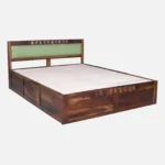 Taldric Mango Wood Queen Size Hydraulic Storage Bed in Pecan Brown Finish - Image 5