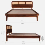 Welvorn Acacia Wood Queen Size Bed Without Storage in Wheat Walnut Finish - Image 5
