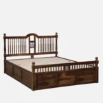 Zelvyn Teak Solid Wood Queen Size Hydraulic Bed With Storage in Copper Teak Finish - Image 3