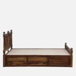 Zelvyn Teak Solid Wood Queen Size Hydraulic Bed With Storage in Copper Teak Finish - Image 5