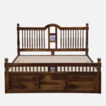 Zelvyn Teak Solid Wood Queen Size Hydraulic Bed With Storage in Copper Teak Finish - Image 7