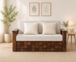 Riviera Premium Wooden Sofa Cum Bed With Plush Cushions