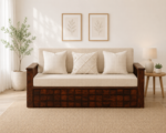 Tuscany Sheesham Wood Sofa Cum Bed In Walnut Finish
