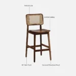 Kelmont Solid Wood High Chairs in Classic Brown Finish (Set of 2) - Image 6
