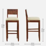 Iorvik Wooden Bar Chairs in Premium Teak Finish (Set of 2) - Image 3