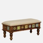 Ayra doors Tile Solid Sheesham Wood 6 Seater Dining Table Set with Cushioned Bench & Chairs | Premium Handcrafted Wooden Dining Furniture - Image 5
