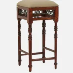 Alder Sheesham Wood Counter Height Bar Stool in Teak Finish - Image 3