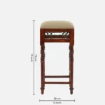Alder Sheesham Wood Counter Height Bar Stool in Teak Finish - Image 5