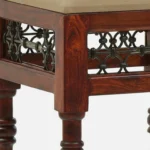 Alder Sheesham Wood Counter Height Bar Stool in Teak Finish - Image 6