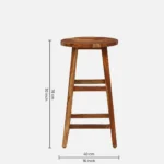 Oriel Solid Sheesham Wood Bar Stool in Natural Finish - Image 6