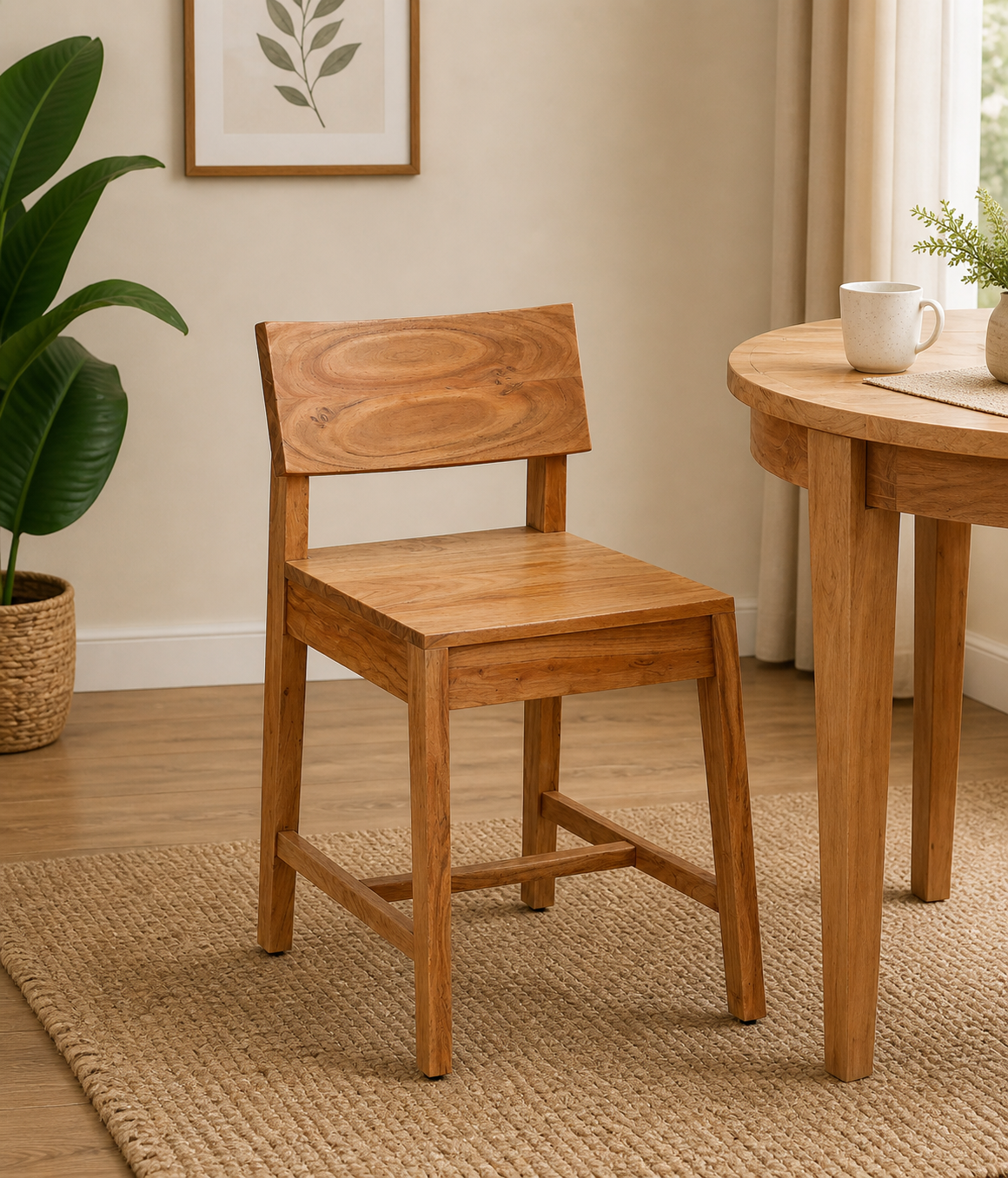 Classicwood-1-17.png Zehan Acacia Wood Dining Chair in Natural Finish(SET OF 2) - Image 1