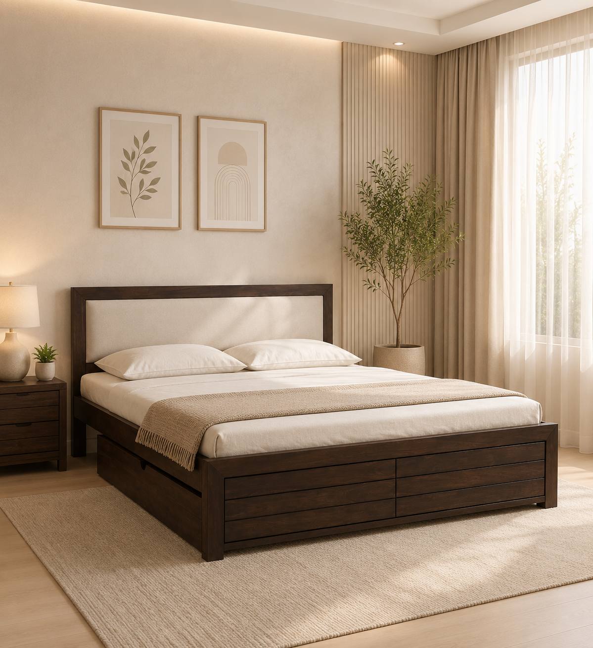 Fspen-Contemporary-Queen-Size-Storage-Bed-with-Premium-Cushion-Headboard-classic-wood-1.webp Fspen Contemporary Queen Size Storage Bed with Premium Cushion Headboard - Image 1