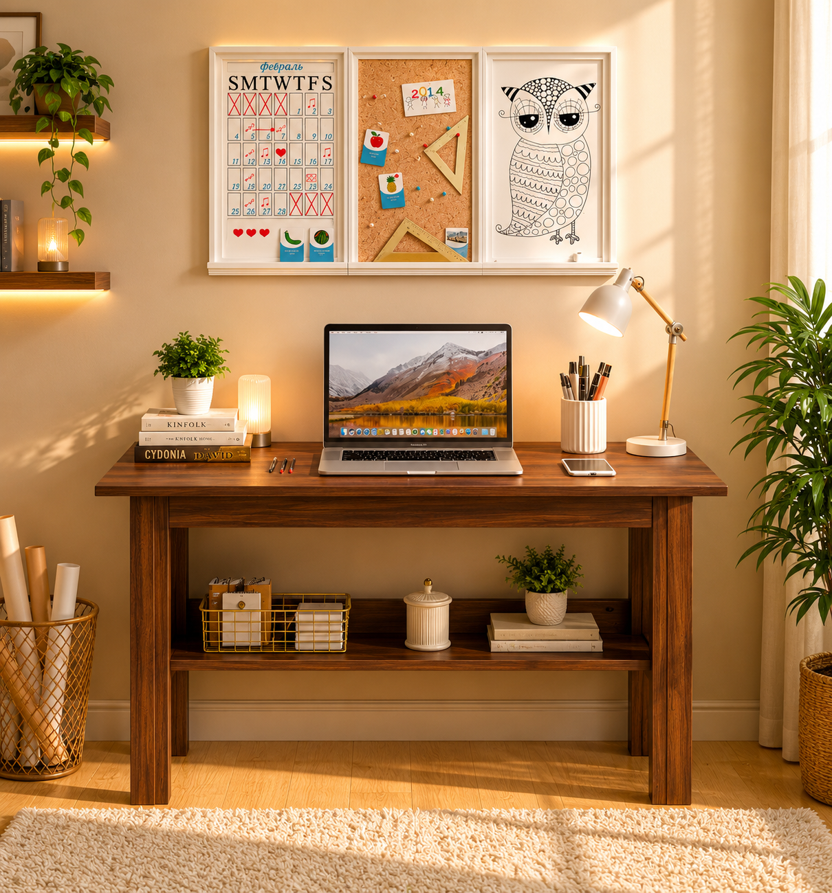 Anew-Writing-Table-In-Brown-Maple-Finish-classicwood-1.png Anew Writing Table In Brown Maple Finish - Image 1