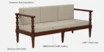 Solid Sheesham Wood 3 Seater Sofa with Mocha Mousse Upholstery – Walnut Finish - Image 4