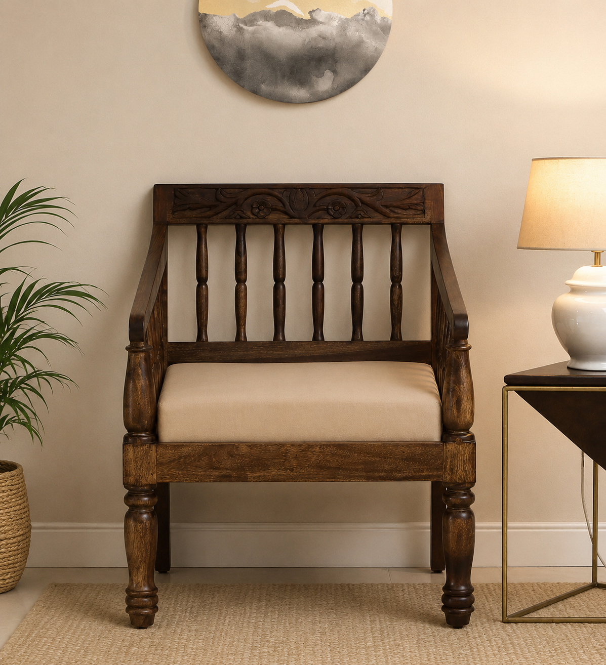 Oslo-Premium-Sheesham-Wood-Single-Seater-Sofa-Chair-in-Honey-Oak-Finish-classic-wood-1.png Oslo Premium Sheesham Wood Single Seater Sofa Chair in Honey Oak Finish - Image 1