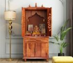 MARWAR ART Sheesham Wood Pooja Mandir with Cabinet (81x38x165cm)