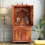 MARWAR ART Sheesham Wood Pooja Mandir with Cabinet (81x38x165cm)