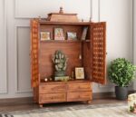 MARWAR ART Sheesham Wood Pooja Mandir with Cabinet (81x38x144cm)