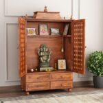 MARWAR ART Sheesham Wood Pooja Mandir with Cabinet (81x38x144cm)