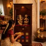 MARWAR ART Sheesham Wood Pooja Mandir with Cabinet (23x15x57in)