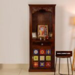 MARWAR ART Sheesham Wood Pooja Mandir with Cabinet - Honey