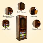 MARWAR ART Sheesham Wood Pooja Mandir with Cabinet - Honey - Image 2