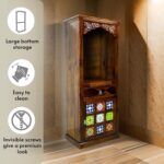 MARWAR ART Sheesham Wood Pooja Mandir with Cabinet - Honey - Image 3