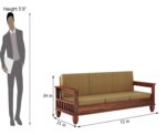 Solid Sheesham Wood 5 Seater Sofa Set for Living Room – Honey Brown & Walnut Brown Finish - Image 3