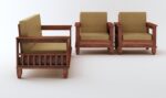 Solid Sheesham Wood 5 Seater Sofa Set for Living Room – Honey Brown & Walnut Brown Finish - Image 4