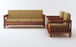 Solid Sheesham Wood 5 Seater Sofa Set for Living Room – Honey Brown & Walnut Brown Finish - Image 6