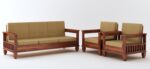 Solid Sheesham Wood 5 Seater Sofa Set for Living Room – Honey Brown & Walnut Brown Finish - Image 8