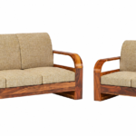 Classic Solid Sheesham Wood 5 Seater Sofa Set | Handcrafted Wooden Frame in Honey & Walnut Brown