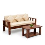 Solid Sheesham Wood 5 Seater Sofa Set with Coffee Table | Wooden 5 Seater Sofa for Living Room - Image 8