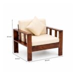 Solid Sheesham Wood 5 Seater Sofa Set with Coffee Table | Wooden 5 Seater Sofa for Living Room - Image 3