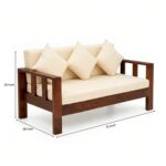 Solid Sheesham Wood 5 Seater Sofa Set with Coffee Table | Wooden 5 Seater Sofa for Living Room - Image 4