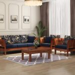 Handcrafted Solid Sheesham Wood Sofa Set 5 Seater | Modern 3+1+1 Living Room Seating | Honey Brown & Walnut Brown Finish