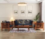 Handcrafted Solid Sheesham Wood Sofa Set 5 Seater | Modern 3+1+1 Living Room Seating | Honey Brown & Walnut Brown Finish - Image 6