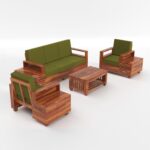 Classic Sheesham Wood 5 Seater Sofa Set with Cushioned Seating – Honey Walnut - Image 5